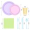 Exquisite 350 Pcs Plastic Plates for Party – Disposable Plates Set – 50 Each of 9" Dinner Plates, 7" Dessert Plates, Plastic Cups, Napkins & Plastic Cutlery – Plastic Dinnerware by Party Solids